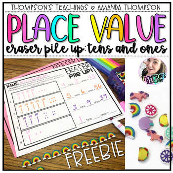Preview of Place Value | Tens and Ones with Mini Erasers | FREEBIE