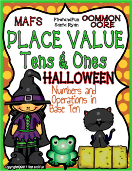 Preview of Place Value Tens n Ones Halloween MAFS Envision Mat n Worksheet Envision