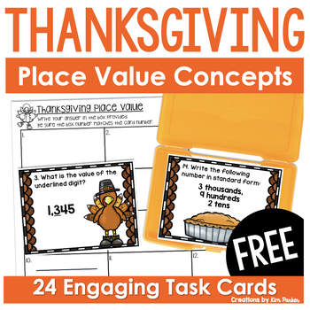 Preview of Thanksgiving Math Place Value Task Cards