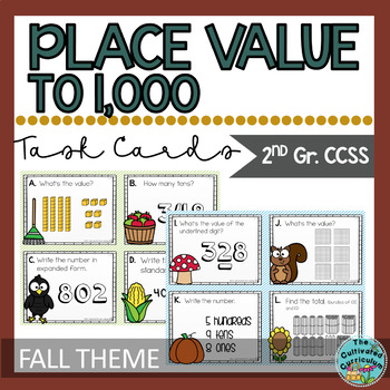 Preview of Place Value To 1,000 Task Cards Fall