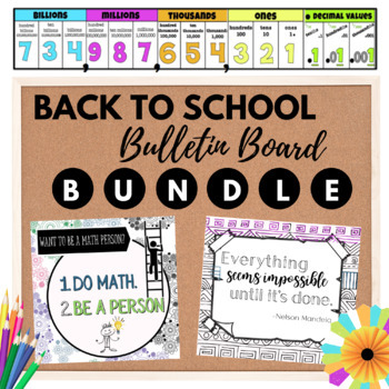 Preview of Place Value Topper & Math Mindset Posters Back to School Bulletin Board BUNDLE!