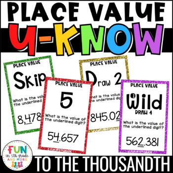 Preview of Place Value Game | Math Centers | Whole Numbers & Decimals to the Thousandth