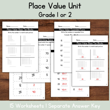 Preview of Place Value Unit, Grade 2 Worksheets, Ones and Tens, Grade 2 Math Lessons