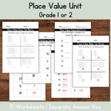 Place Value Unit, Grade 2 Worksheets, Ones and Tens, Grade