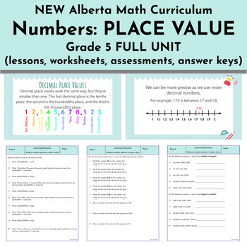 Preview of Place Value Unit - NEW Alberta Math Curriculum Grade 5