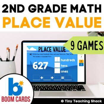 Preview of Place Value Up to 1000 /2nd Grade Math Boom Cards Bundle / Daily Math Practice