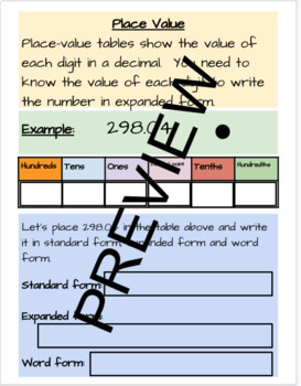 Preview of Place Value Video Fill-in Notes w/Student Copy