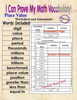 Preview of Place Value Vocabulary