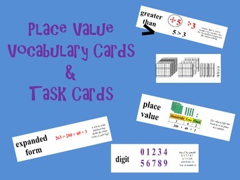 Preview of Place Value Vocabulary Cards and Task Cards