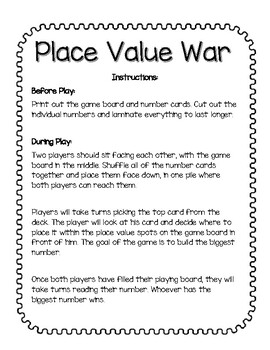 Preview of Place Value War