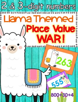 Preview of Place Value War - LLAMA THEMED-Comparing Base 10, Standard Form & Expanded Form