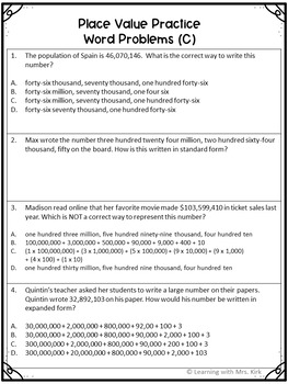 place value word problems grade 4 by learning with mrs