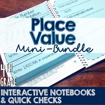 Preview of 4th Grade TEKS Place Value Interactive Notebook & Quick Check Mini-Bundle
