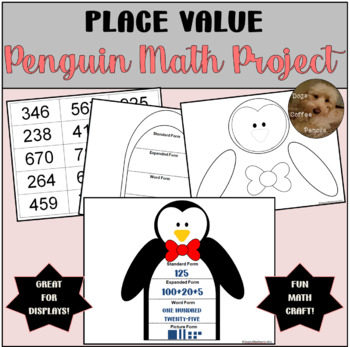 Preview of Place Value Winter Penguin Holiday Math Project Grades 3-5