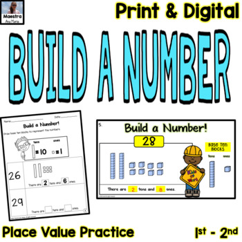 Preview of Place Value With Base Ten Blocks - Build a Number - First and Second Grade Math