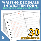 Place Value With Decimals | Worksheets for Writing Decimal