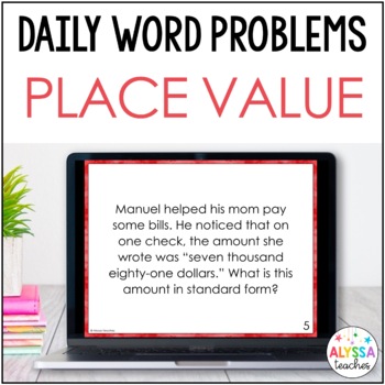 Preview of Place Value Word Problems | Daily Math Review