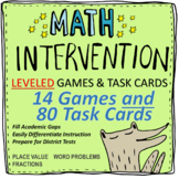Place Value, Word Problems, and Fractions Bundle (Leveled 