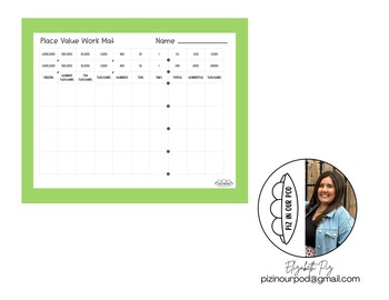 Preview of Place Value Chart - Work Mats - Printable - Whole Numbers & Decimal Place Value