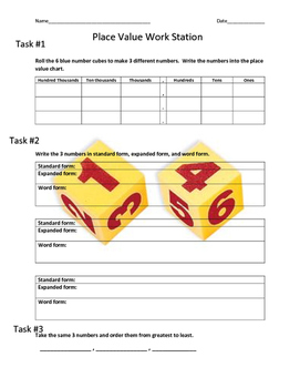 Preview of Place Value Work Station