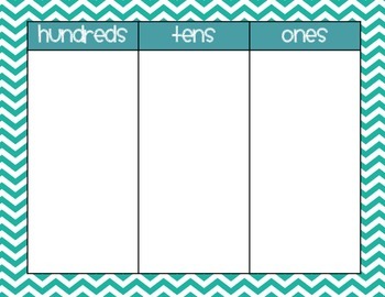 place value workmats in chevron hundreds tens ones