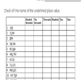 Place Value Worksheet