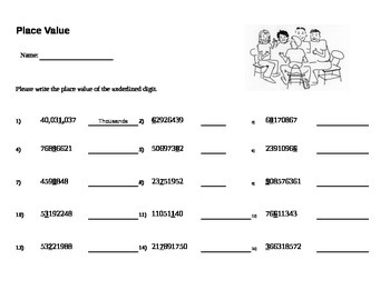 Preview of Place Value Worksheet