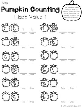 Preview of Place Value Worksheet | Fall & Pumpkin Theme FREEBIE