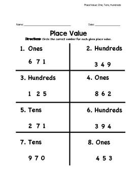 Tens Ones And Hundreds Worksheets