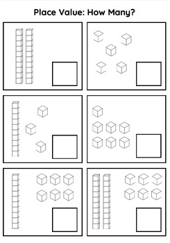 Preview of Place Value Worksheet Set - Counting Place Value Blocks and Drawing Numbers