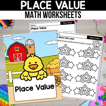 Preview of Place Value Worksheets Mat Coloring Place Value to 120 Chart Tens and One Review