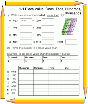 Preview of Place Value Worksheets (grade 4)