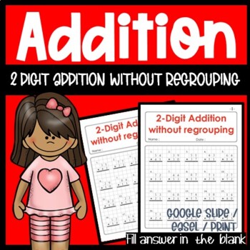 Preview of Place Value Worksheets 2nd Grade Math, 2 Digit Addition Without Regrouping