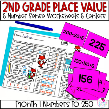 Preview of Place Value Worksheets 2nd Grade Math Practice - Number Sense Activities