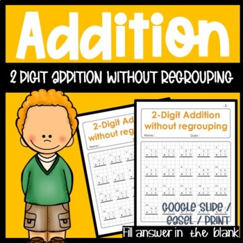 Preview of Place Value Worksheets 2nd Grade Math, Two Digit Addition Without Regrouping