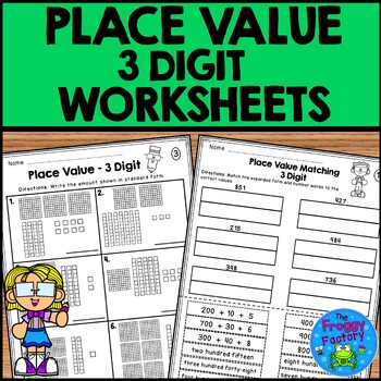 Preview of Place Value Worksheets 3 Digit Place Value | Place Value Review