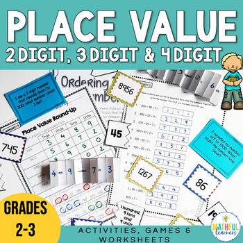 Preview of Place Value Activities Worksheets & Games including Bingo - 2nd & 3rd Grade