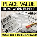 Place Value Homework Worksheets Bundle
