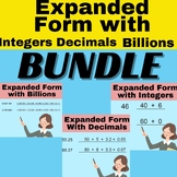 Place Value Worksheets Bundle, Expanded Form with Integers