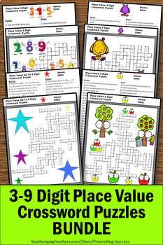 Place Value Crossword Puzzles BUNDLE Math Distance Learning Packets