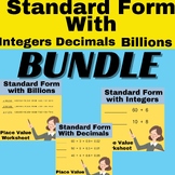 Place Value Worksheets Bundle, Standard Form Integers , De