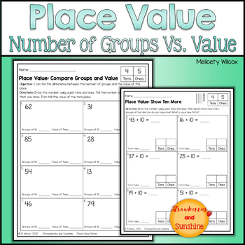 Preview of Place Value Worksheets Bundle Tens and Ones