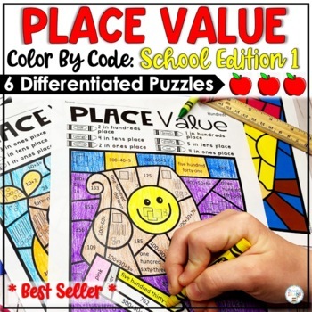 Preview of Place Value Worksheets Color by Number | Color by Place Value Worksheets 1