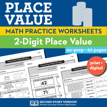 Preview of Place Value Worksheets - Composing 2-Digit Numbers (Set 5)