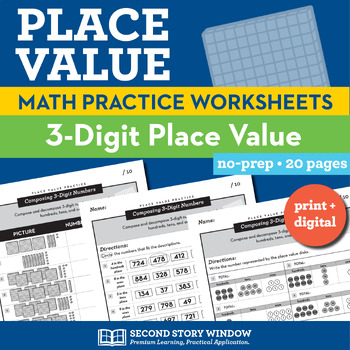 Preview of Place Value Worksheets - Composing 3-Digit Numbers (Set 7)