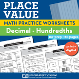 Place Value Worksheets - Decimals - Hundredths (Set 17)