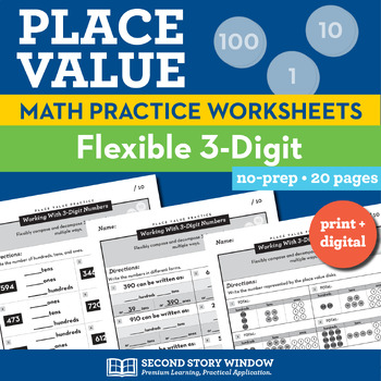 Preview of Place Value Worksheets - Flexible 3-Digit (Set 8)