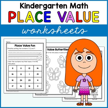 Preview of Place Value Worksheets Kindergarten Math No Prep Printables