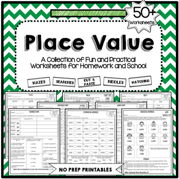 Preview of Place Value Worksheets NO PREP PRINTABLES