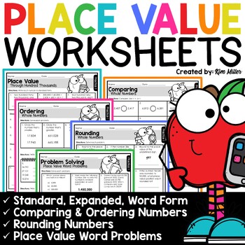 Preview of Place Value Worksheets Standard Expanded Form Comparing Ordering Rounding Number